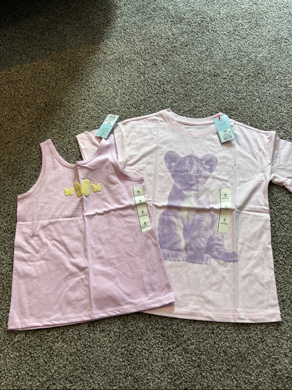 NEW Cat & Jack Light Pink Tank and Tee Set with Yellow Butterfly 2pc bundle